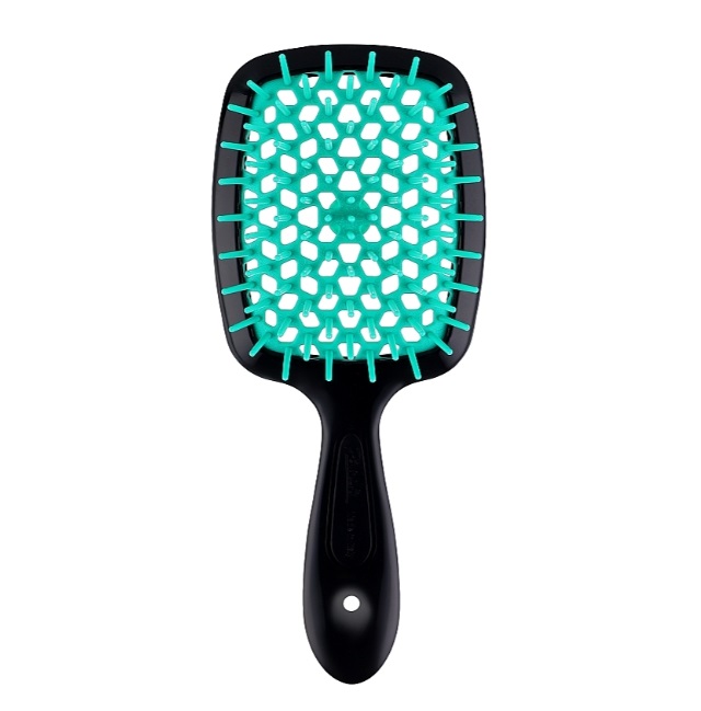Janeke Superbrush small Щітка для волосся чорна з бірюзовим, фото 3