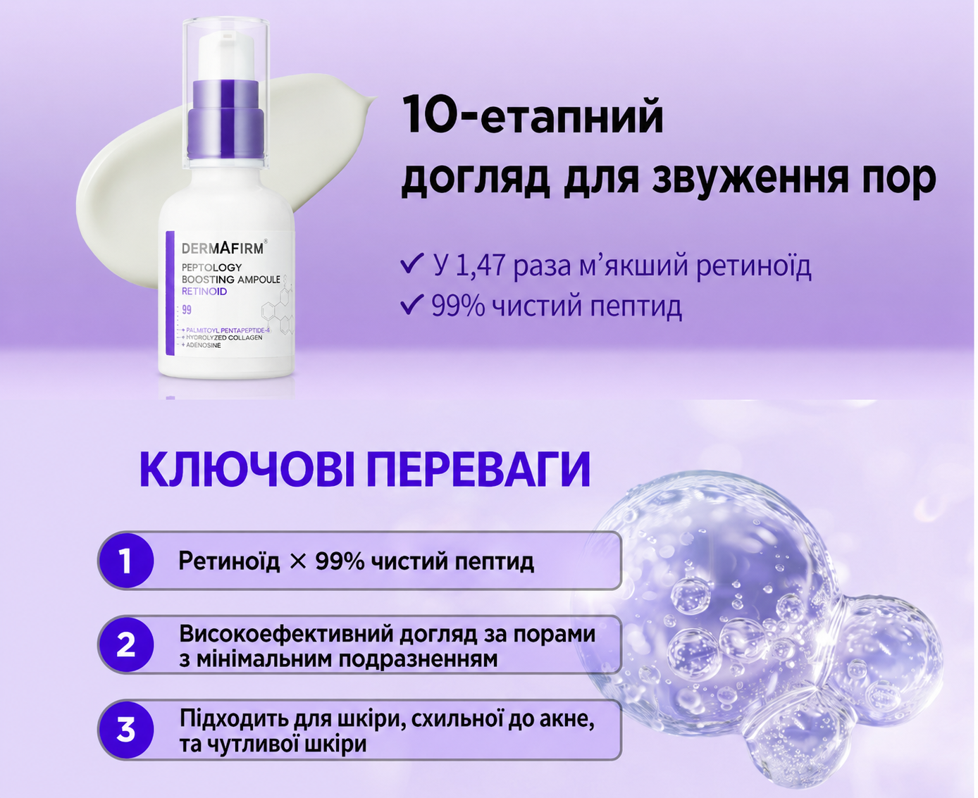 Сироватка-бустер DERMAFIRM Peptology Boosting Ampoule Retinoid, 30 мл, фото 7