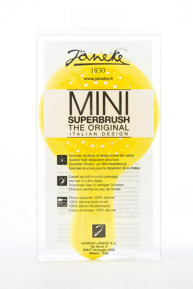 Мініщітка для волосся Janeke Superbrush Mini, яскраво-жовта, фото 3